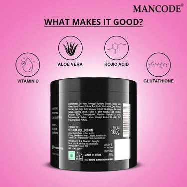 Mancode Whitening Cream for Men | 100g | Glowing Radiant Skin | Daily Defence From Pollution | Reduces Acne & Dark Spots | Cream With UV Protect | Everyday Skin Care